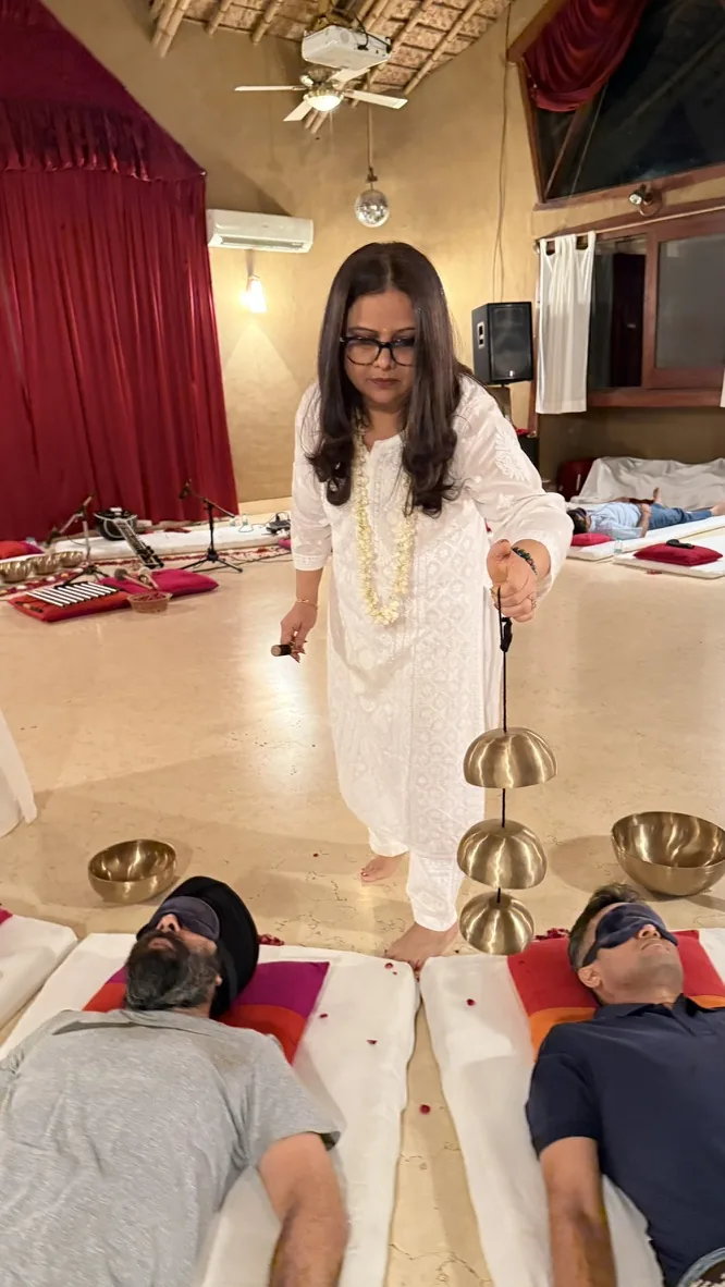Pooja leading a sound journey